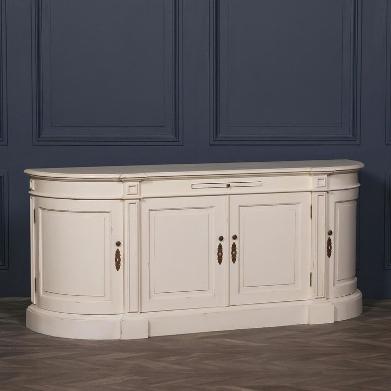 French Style Sideboard - Ivory Mahogany - Curved - 4 Door - Extra Large