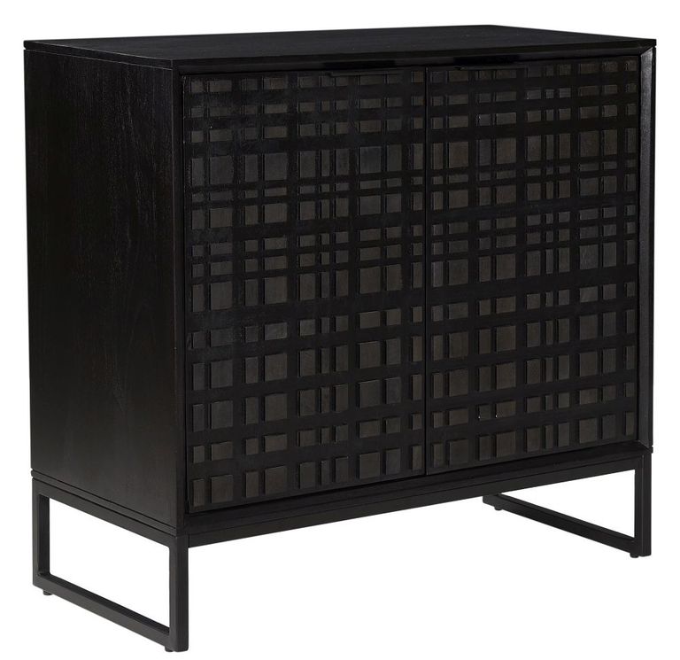 Fusion Mango Wood Sideboard - 2 Door - Small - 85cm - Black - Geometric
