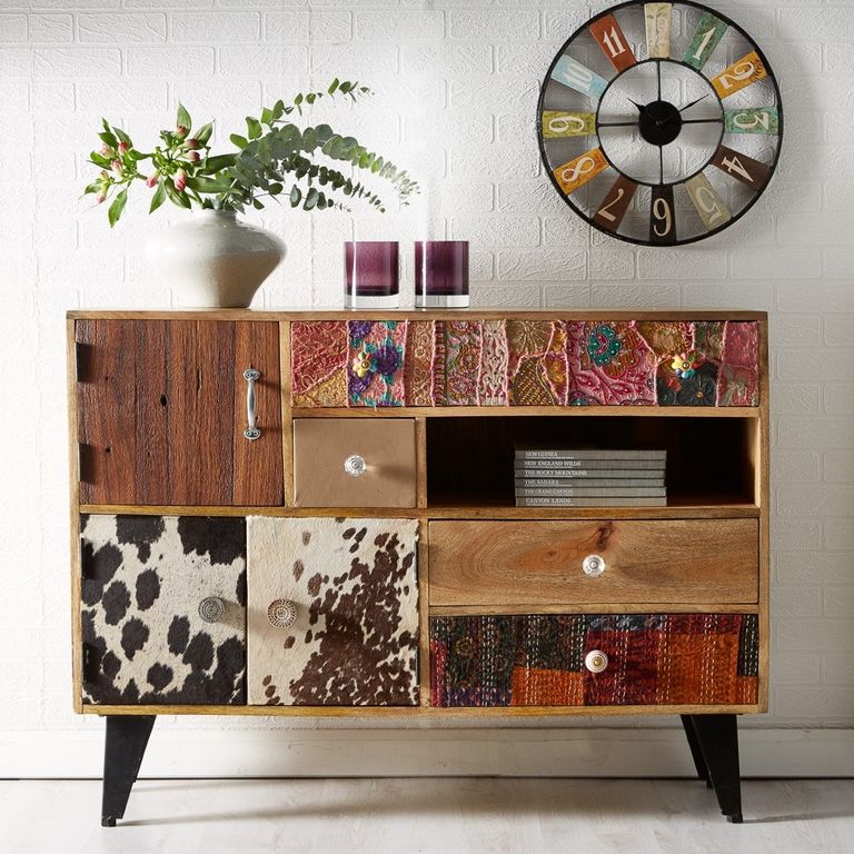 Gaya Multi Coloured 120cm Small 3 Door Sideboard