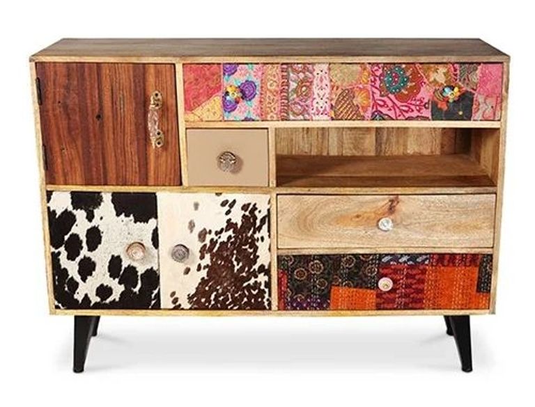 Gaya Multi Coloured 120cm Small 3 Door Sideboard