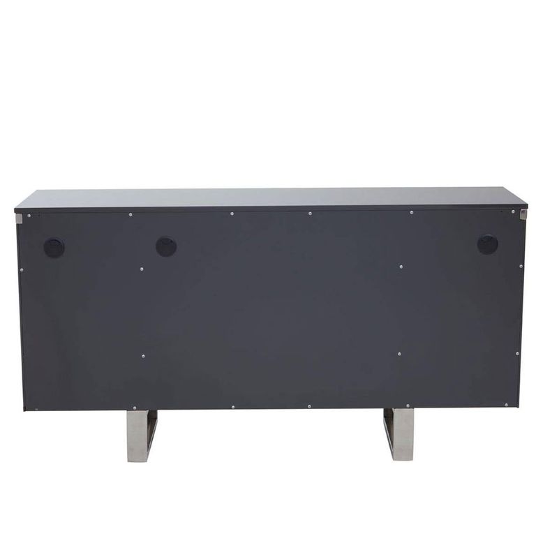 Genoa Sideboard - 4 Door - Medium - Fluted Grey High Gloss - 146cm