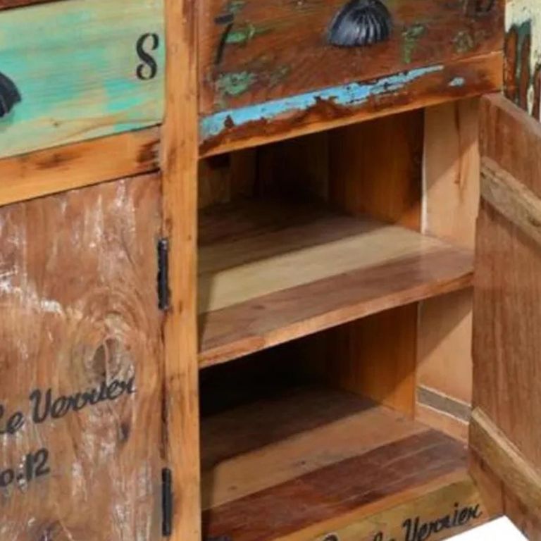 Gerber Sideboard - Recycled Wood - 3 Door - Medium Cart Style - 140cm