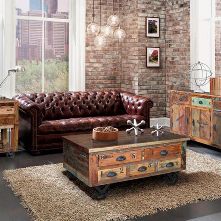 Gerber Sideboard - Recycled Wood - 3 Door - Medium Cart Style - 140cm