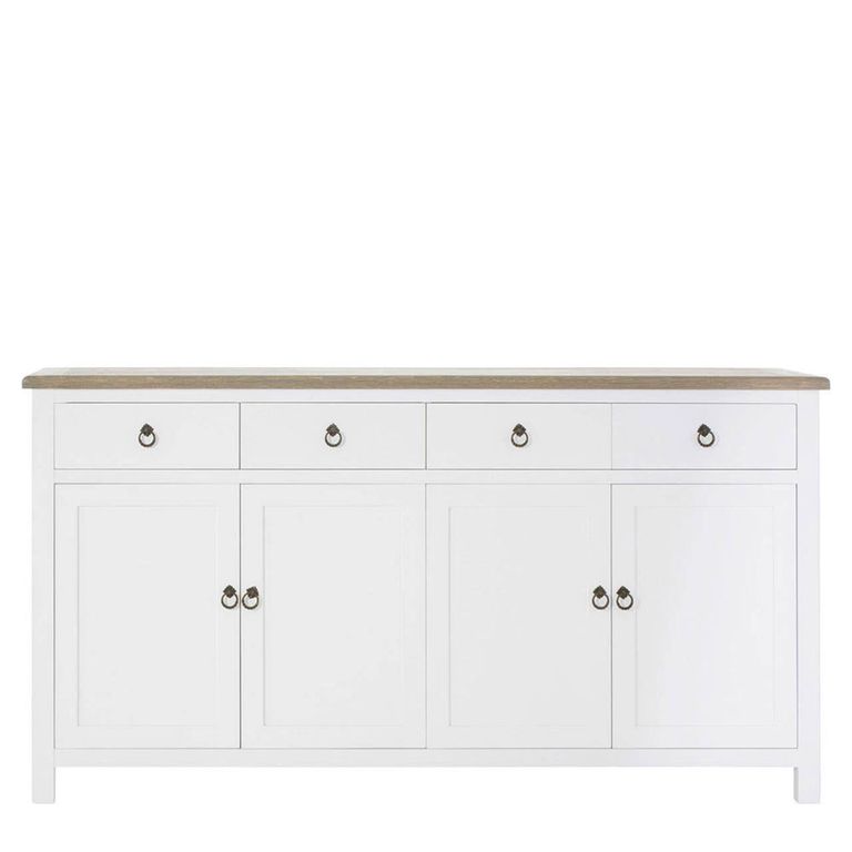 Hampstead Sideboard - 4 Door - Large - White and Oak - 180cm