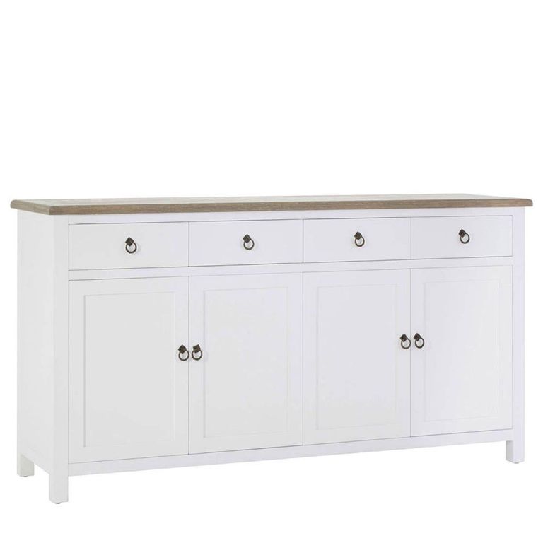 Hampstead Sideboard - 4 Door - Large - White and Oak - 180cm
