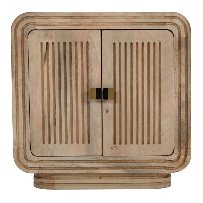 Hanover Ribbed Carved Mango Wood Small  2 Door Cabinet