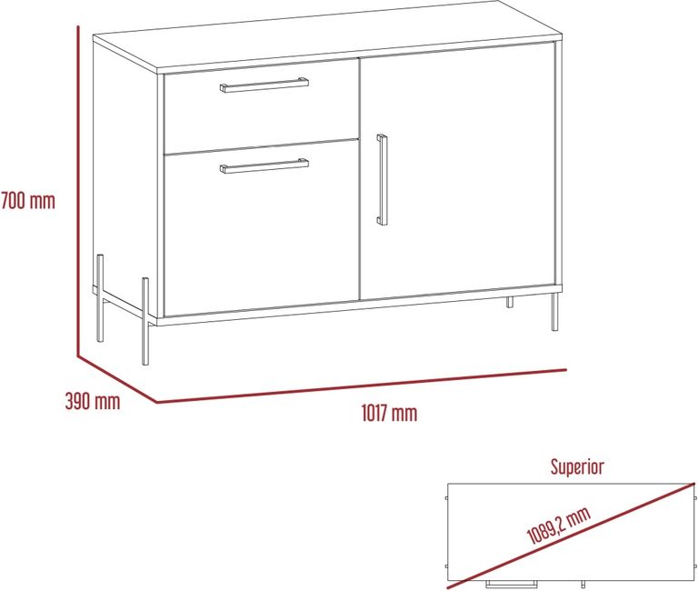 Harvard Grey Wood Effect 2 Door Small Sideboard