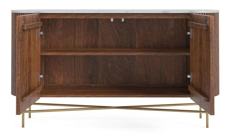 Harvard Sideboard - 150cm Medium 2 Door Fluted Curved - White Marble Top