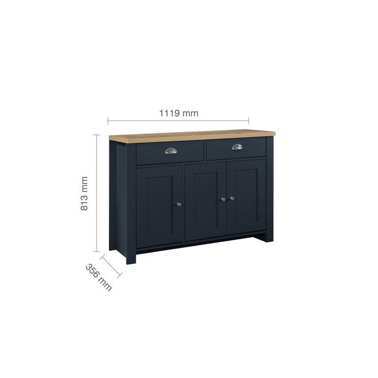 Highgate Medium Sideboard - 3 Door - Navy Blue Painted