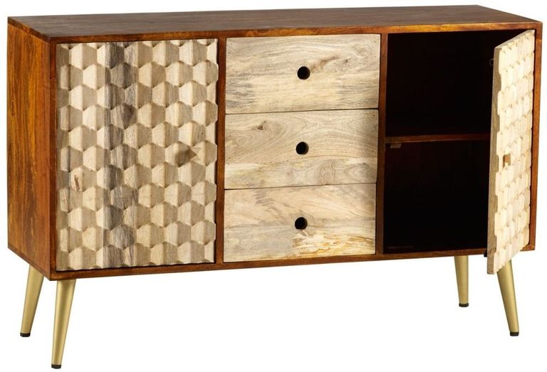 Imphal Mango Wood Geometric 130cm Medium Sideboard