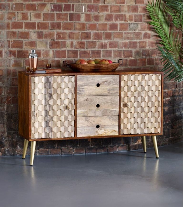 Imphal Mango Wood Geometric 130cm Medium Sideboard