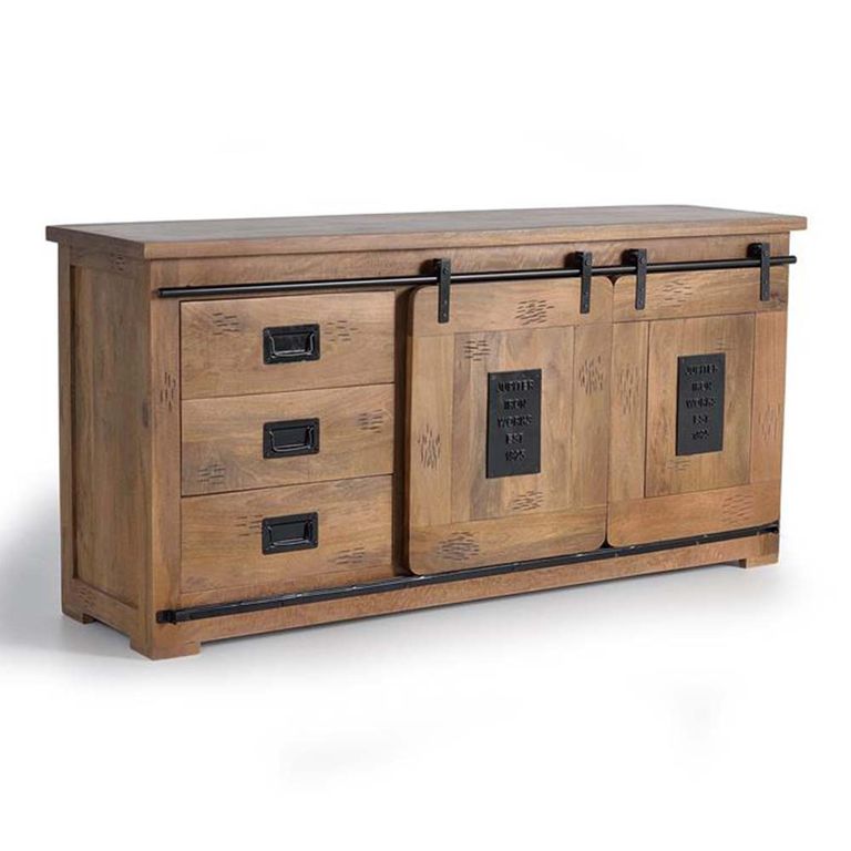 Iron Works Sideboard - Mango Wood - 2 Door - Large - 165cm