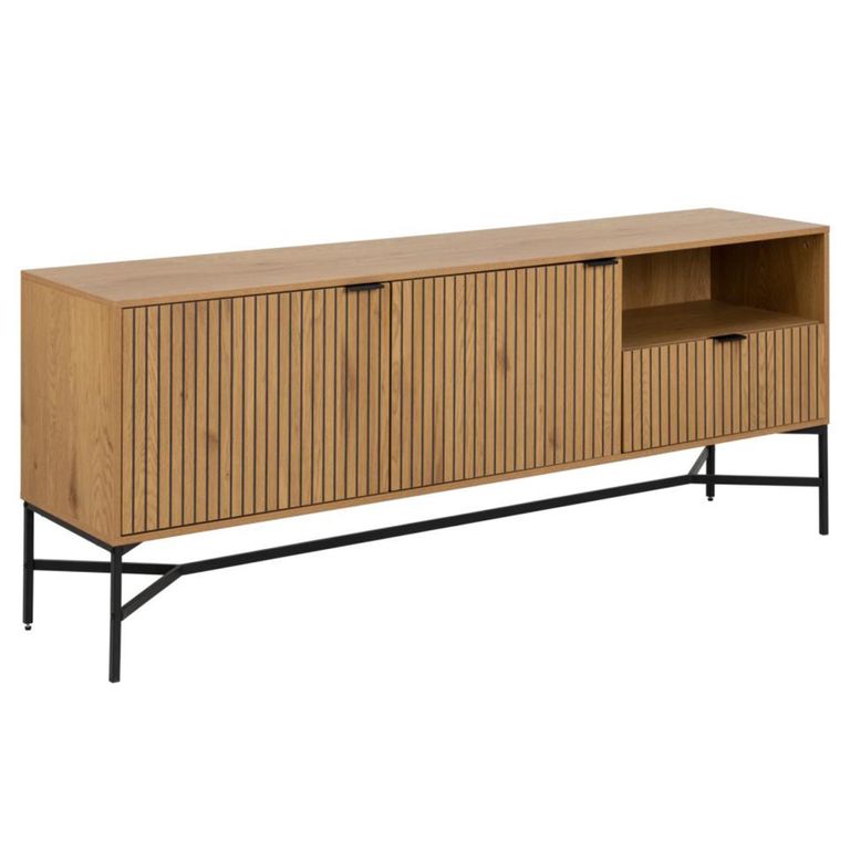 Jaipur Extra Large Sideboard - 2 Door - 180cm - Fluted - Wild Oak