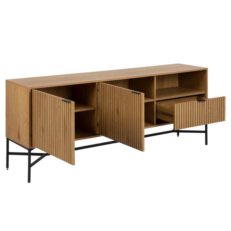 Jaipur Extra Large Sideboard - 2 Door - 180cm - Fluted - Wild Oak