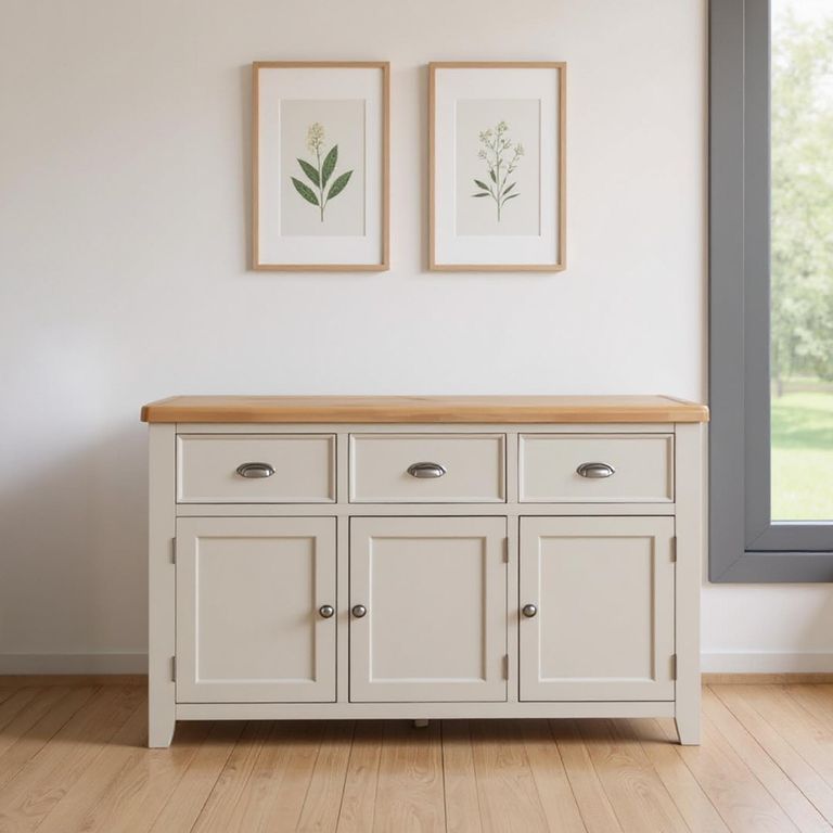 Janelle Sideboard - 3 Door - Medium - 150cm - Oak and Grey