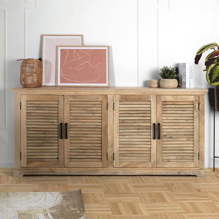 Jaylene Sideboard - Mango Wood - Louvered - 4 Door - Extra Large - 200cm