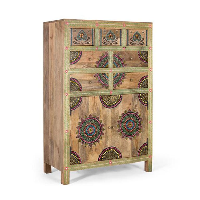 Jazxhias Sideboard - Mango Wood - Painted - 2 Door - Highboard