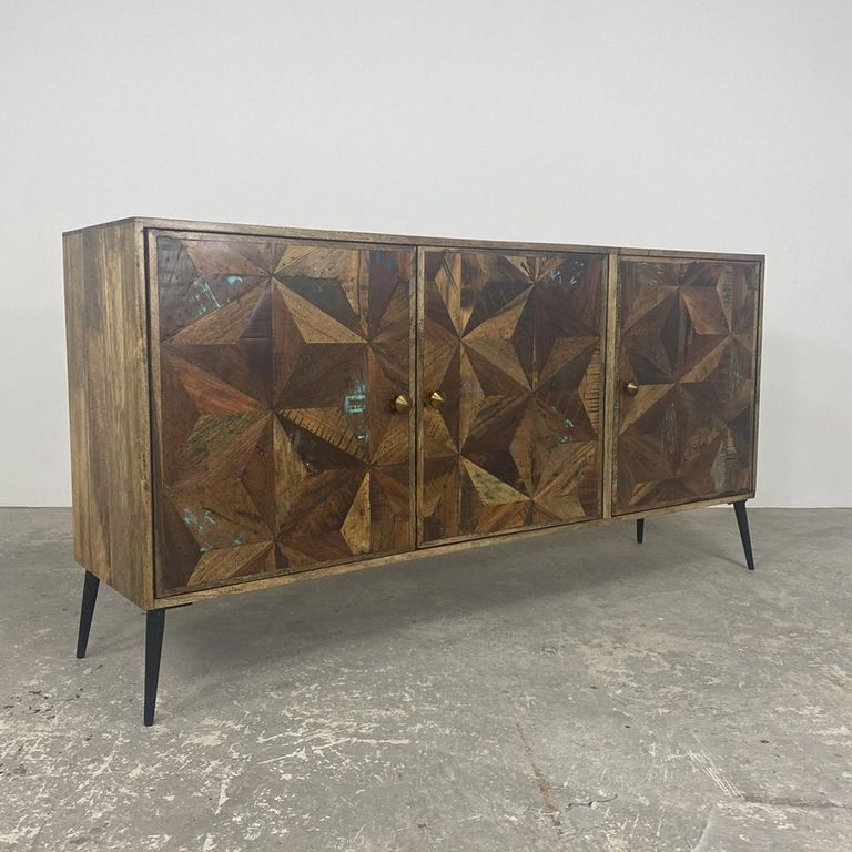 Juan Butterfly Parquet Sheesham Wood 3 Door Large Sideboard - 170cm