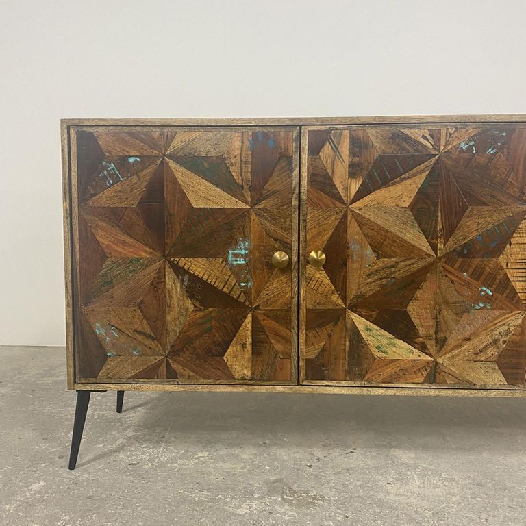 Juan Butterfly Parquet Sheesham Wood 3 Door Large Sideboard - 170cm