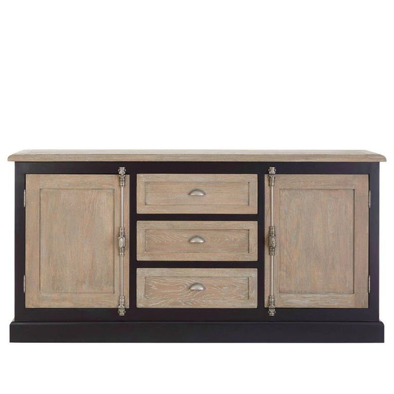 Kensington Townhouse Sideboard - 2 Door - Extra Large - Oak and Black - 180cm