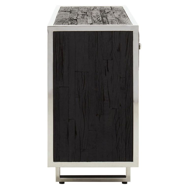 Kerala Sideboard - 3 Door - Medium - Black Pine Wood - 150cm