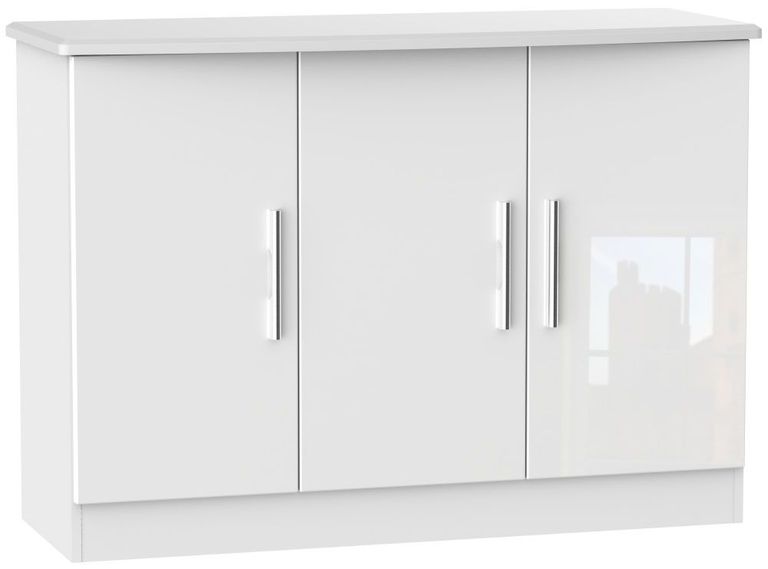 Knightsbridge White Gloss Small Sideboard - 3 Doors