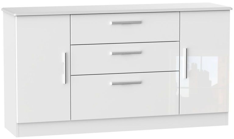Knightsbridge White Gloss Wide Sideboard - 2 Doors