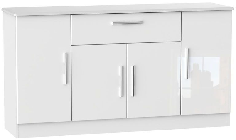 Knightsbridge White Gloss Wide Sideboard - 4 Doors