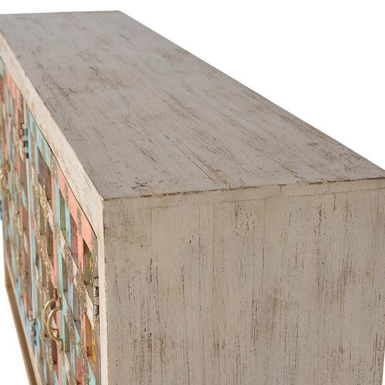 Koritza Sideboard - Distressed White Mango Wood - 4 Door - Extra Large - 180cm