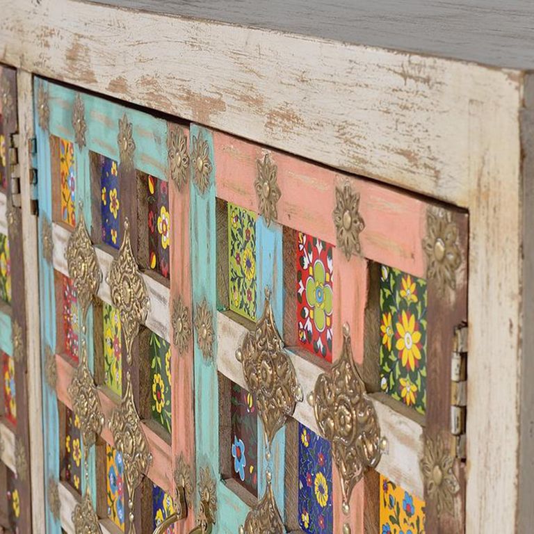 Koritza Sideboard - Distressed White Mango Wood - 4 Door - Extra Large - 180cm