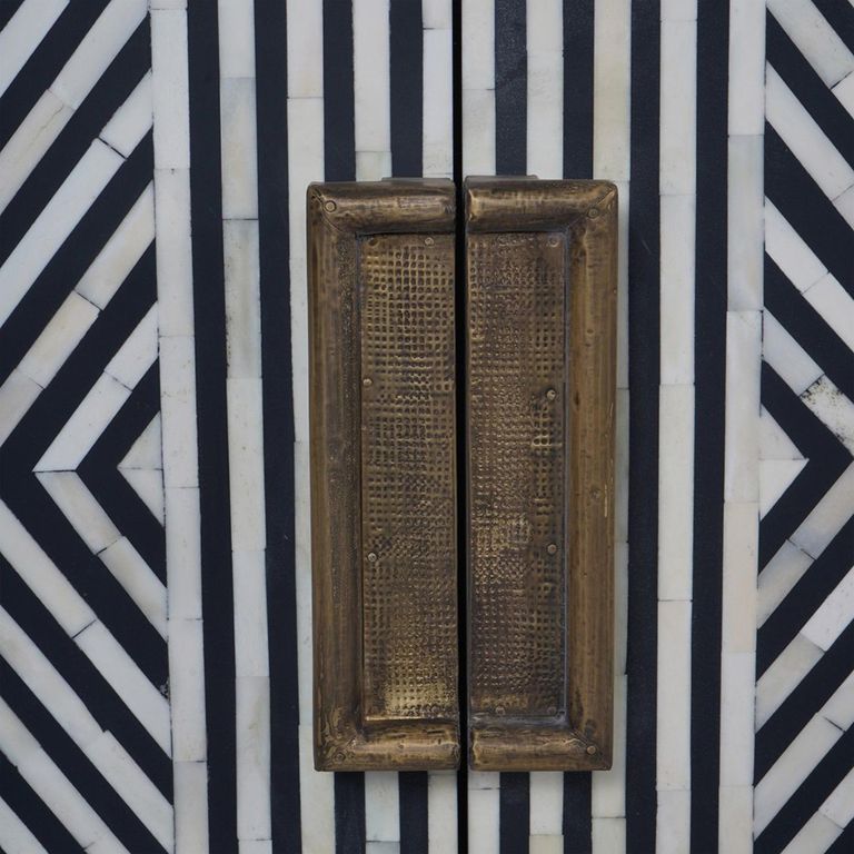 Delaney Sideboard - Black and White Bone Inlay - 4 Door - Medium - 150cm