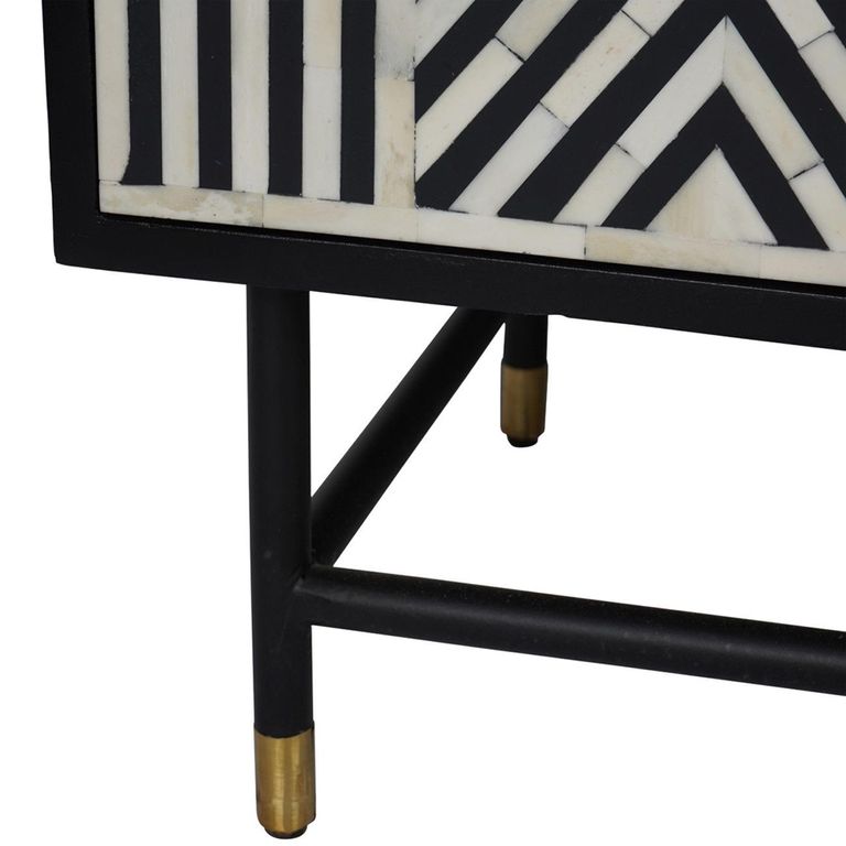 Delaney Sideboard - Black and White Bone Inlay - 4 Door - Medium - 150cm