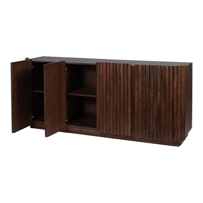 Monterey Sideboard - Dark Wood - 4 Door - Fluted - Large - 175cm
