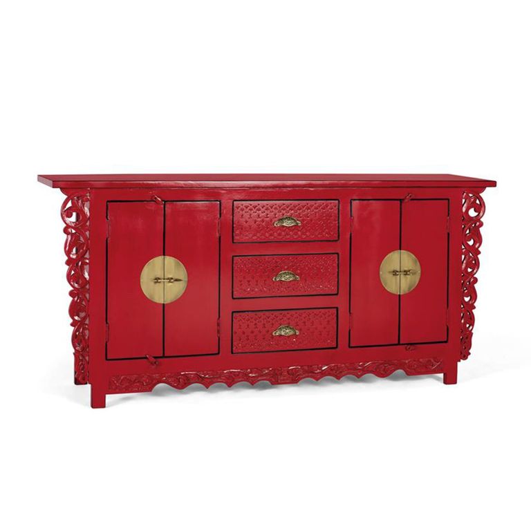 Lubesh Sideboard - Red Mango Wood - 4 Door - Extra Large - 180cm