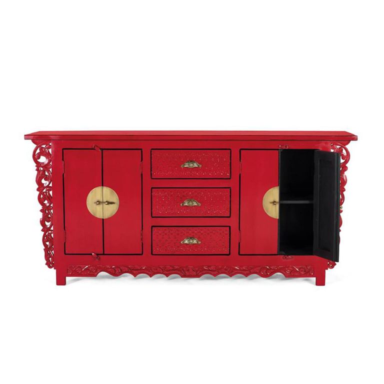 Lubesh Sideboard - Red Mango Wood - 4 Door - Extra Large - 180cm