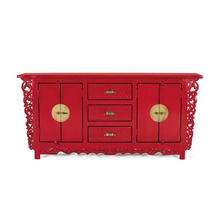 Lubesh Sideboard - Red Mango Wood - 4 Door - Extra Large - 180cm