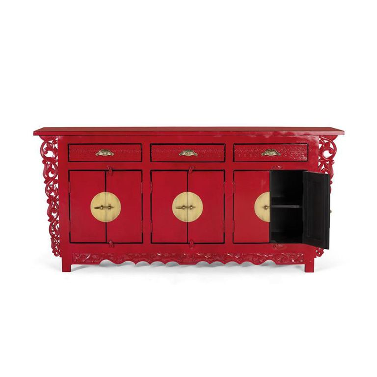 Lubesh Sideboard - Red Mango Wood - 6 Door - Extra Large - 180cm