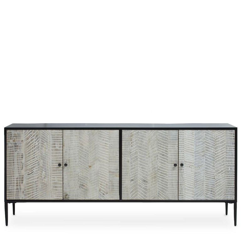 Luxor Sideboard - 4 Door - Extra Large - Black and Grey Pine Wood - 200cm