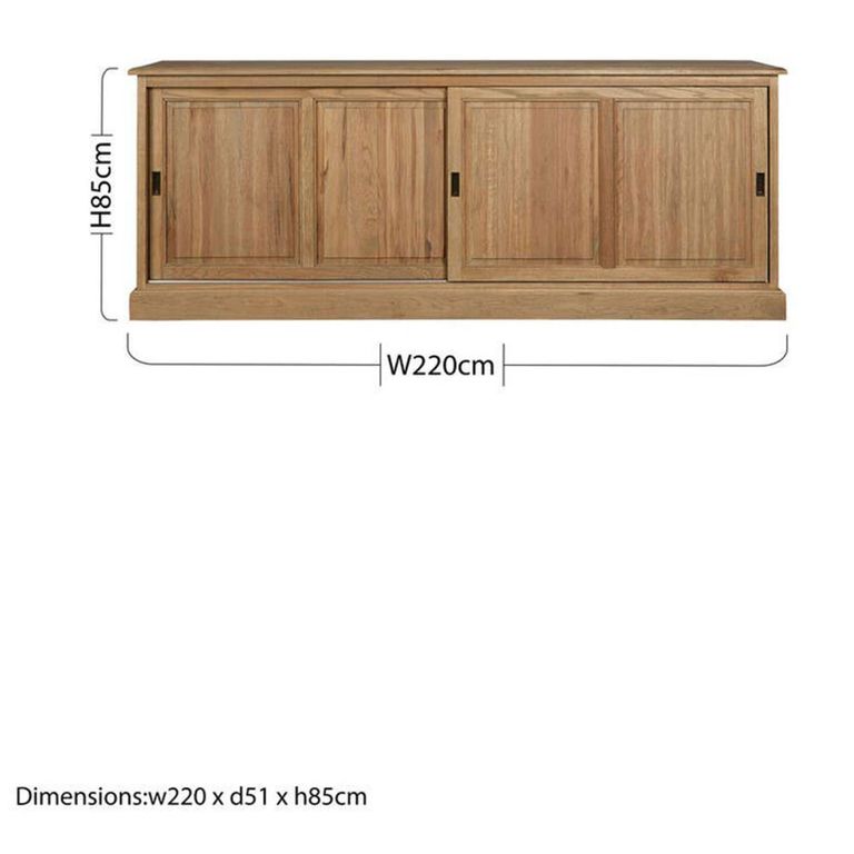 Lyon Sideboard - Extra Large - 2 Door - Oak - 220cm