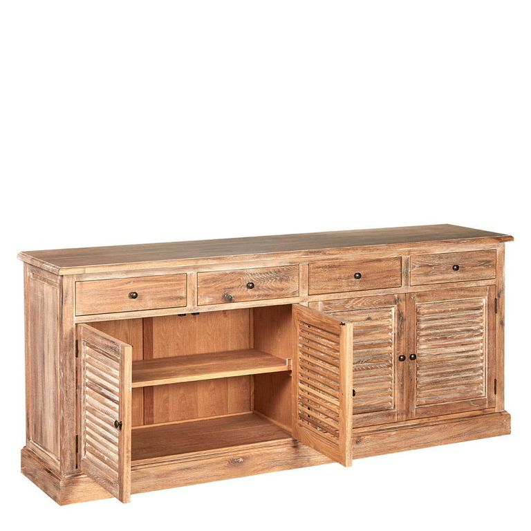 Lyon Sideboard - Extra Large - 4 Door - Louvered Oak - 200cm