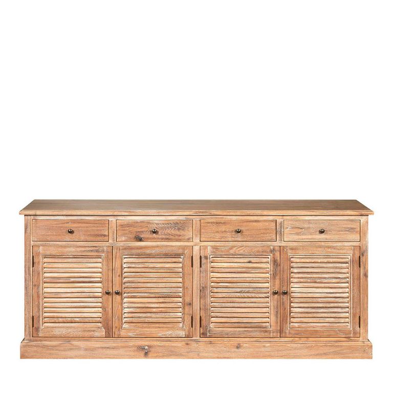 Lyon Sideboard - Extra Large - 4 Door - Louvered Oak - 200cm