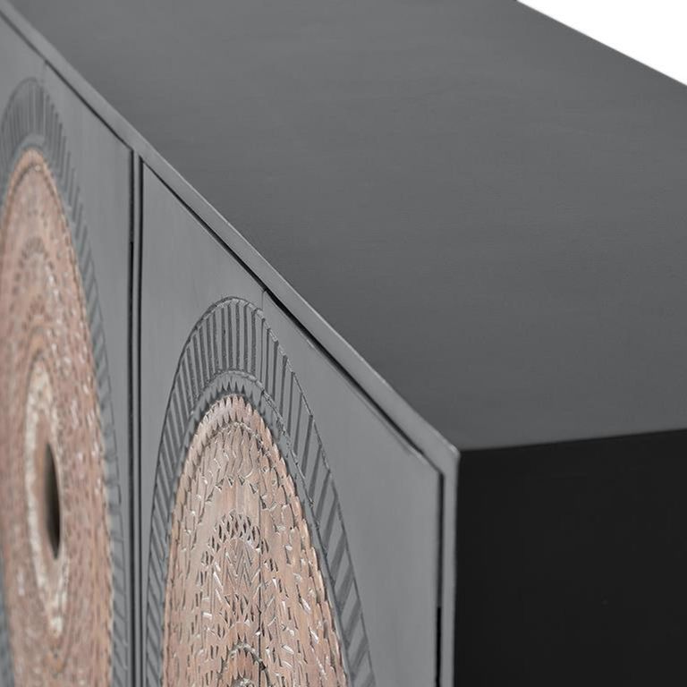 Lytton Sideboard - Grey Carved Mango Wood - 4 Door - Medium - 150cm