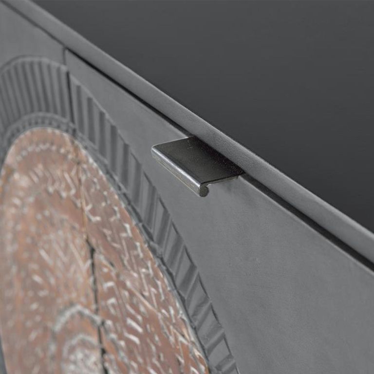 Lytton Sideboard - Grey Carved Mango Wood - Small - 2 Door - 100cm