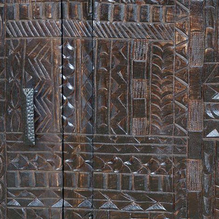 Macedonia Sideboard - Carved Dark Mango Wood - 3 Door - Medium - 150cm