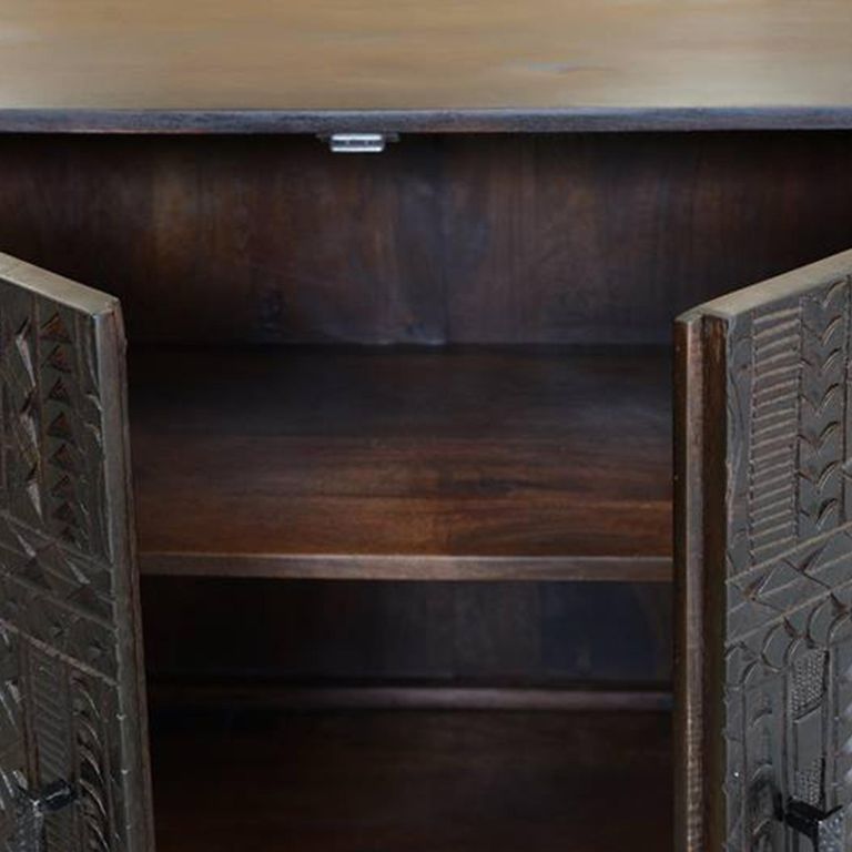 Macedonia Sideboard - Carved Dark Mango Wood - 4 Door - Extra Large - 180cm