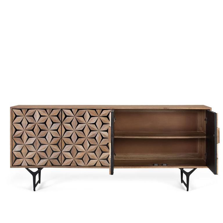 Marlee Sideboard - Mango Wood - Geometric - 4 Door - Large - 177cm