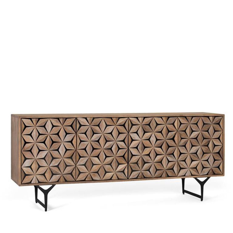 Marlee Sideboard - Mango Wood - Geometric - 4 Door - Large - 177cm