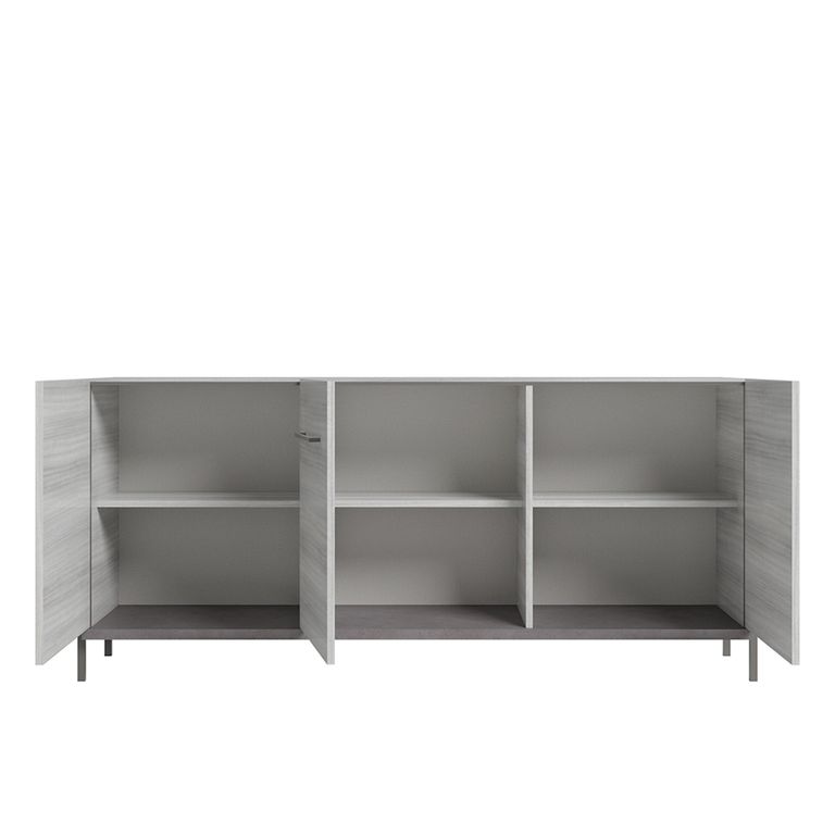 Mia Large Buffet Sideboard - 185cm - 3 Door - with Handles - Grey