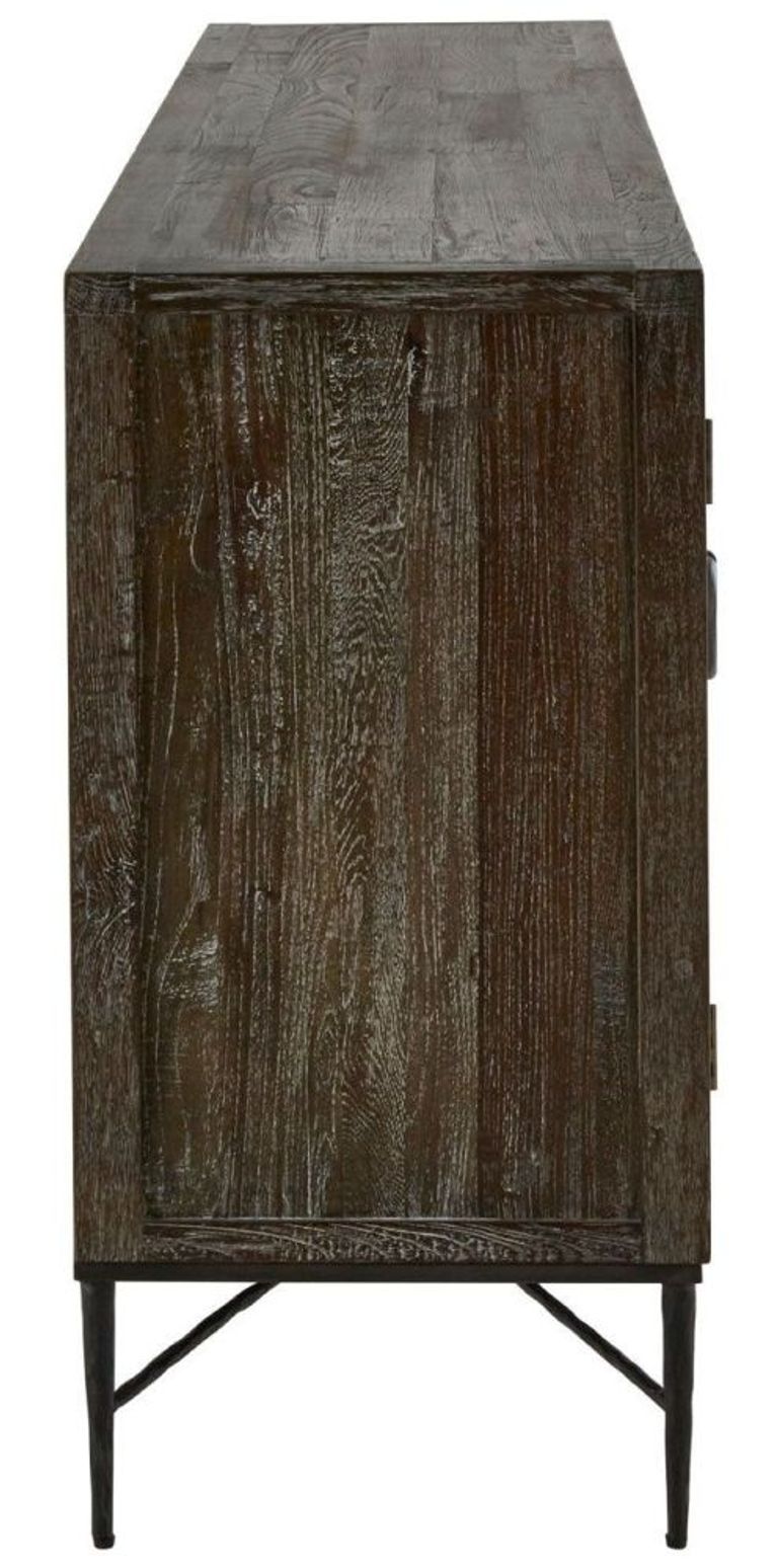 Milan Sideboard - Grey Starburst - Elm Wood - 4 Door - Extra Large - 200cm