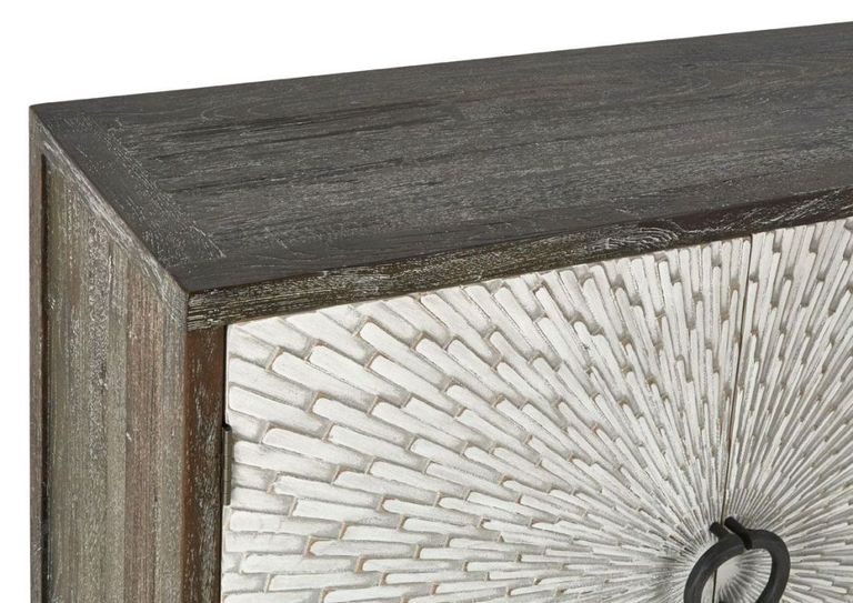 Milan Sideboard - Grey Starburst - Elm Wood - 4 Door - Extra Large - 200cm